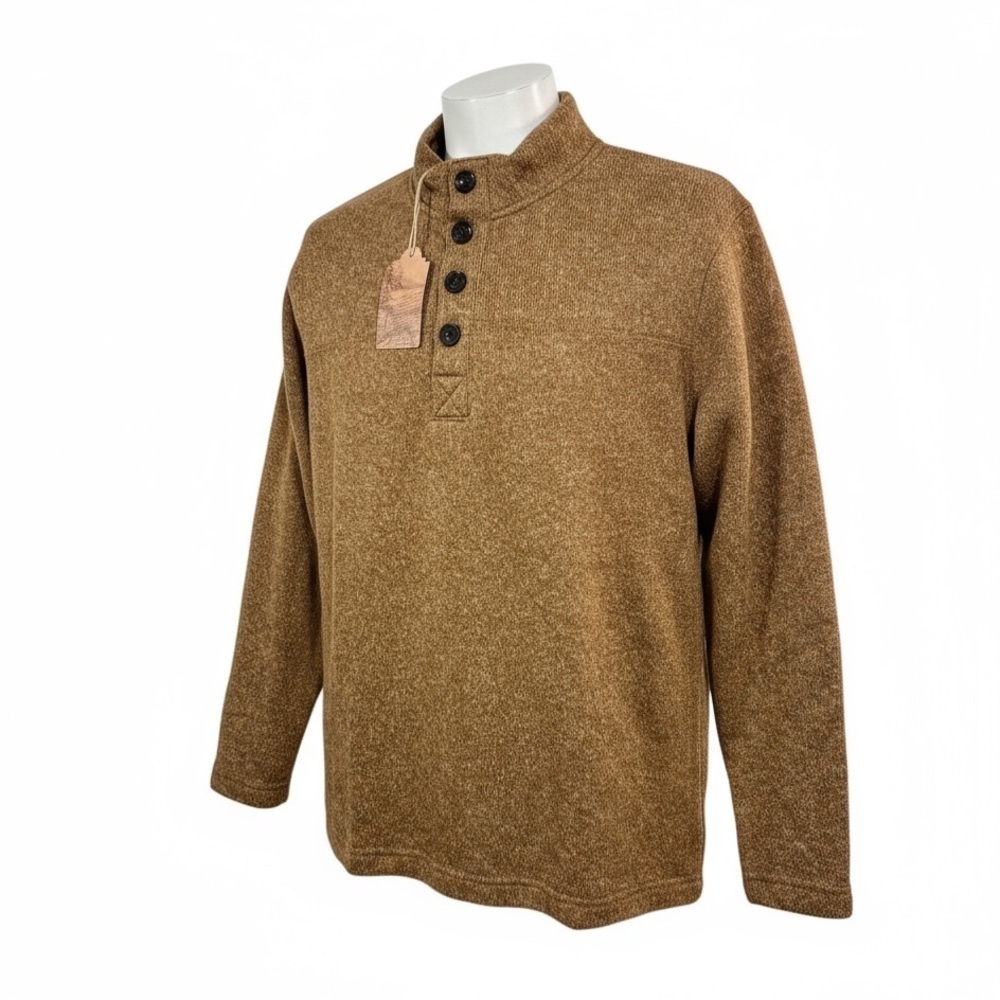 NWT Telluride Clothing Co Mens XL Brown Fleece Henley Pullover